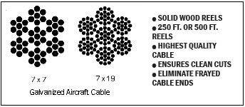 525-10100 (1/16"  7x7 x 500' Galvanized Aircraft Cable)