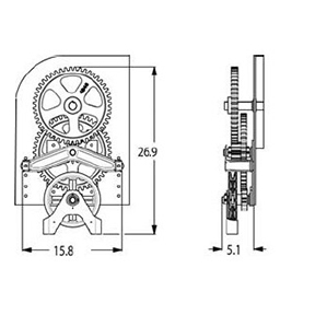 300-65020 (RDRG 16:1 double reduction hoist for 1” door shaft w/ RDRG D Kit 4B48 & 4B48 x 1” bore main gear & 1/4” keyway
1" Bore)