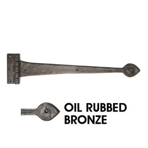 16″ Spear End Faux Hinge Assembly (non-rotating); Rubbed Bronze Finish