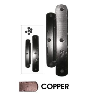 13 in. x 17 in. Offset Rustic Mission Hinge Assembly; Copper