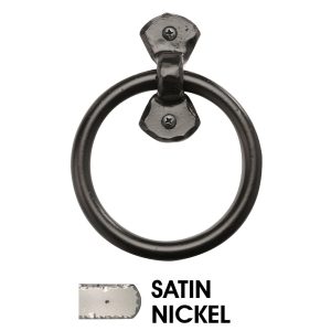 4 1/2” Rustic Ring Pull w/Keeper Only; Satin Nickel